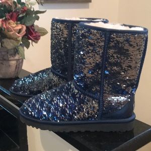 Women UGG Classic sequin boots.